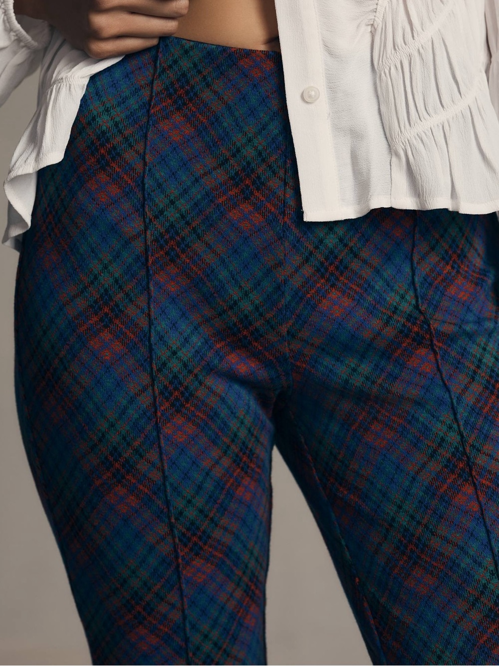 Anthropologie Maeve The Margot Kick-Flare Cropped Pants Plaid Edition Size XS - Picture 4 of 16